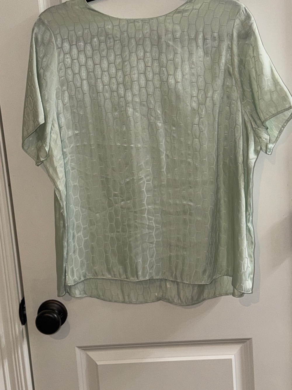 Nordstrom Light Sage Green Patterned Short-Sleeve Blouse